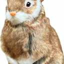 9.25 Inch Plush Rabbit Faux Fur Lifelike Hare Easter Bunny Simulation Toy Home Decoration Gift (Brown)