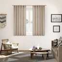 YoungsTex Oatmeal Linen Curtains 48 Inch Length, Burlap Semi Sheer Drapes Light Filtering with Rod Pocket Back Tab for Living Room Short Window, 2 Panels, 42 X 48 Inch