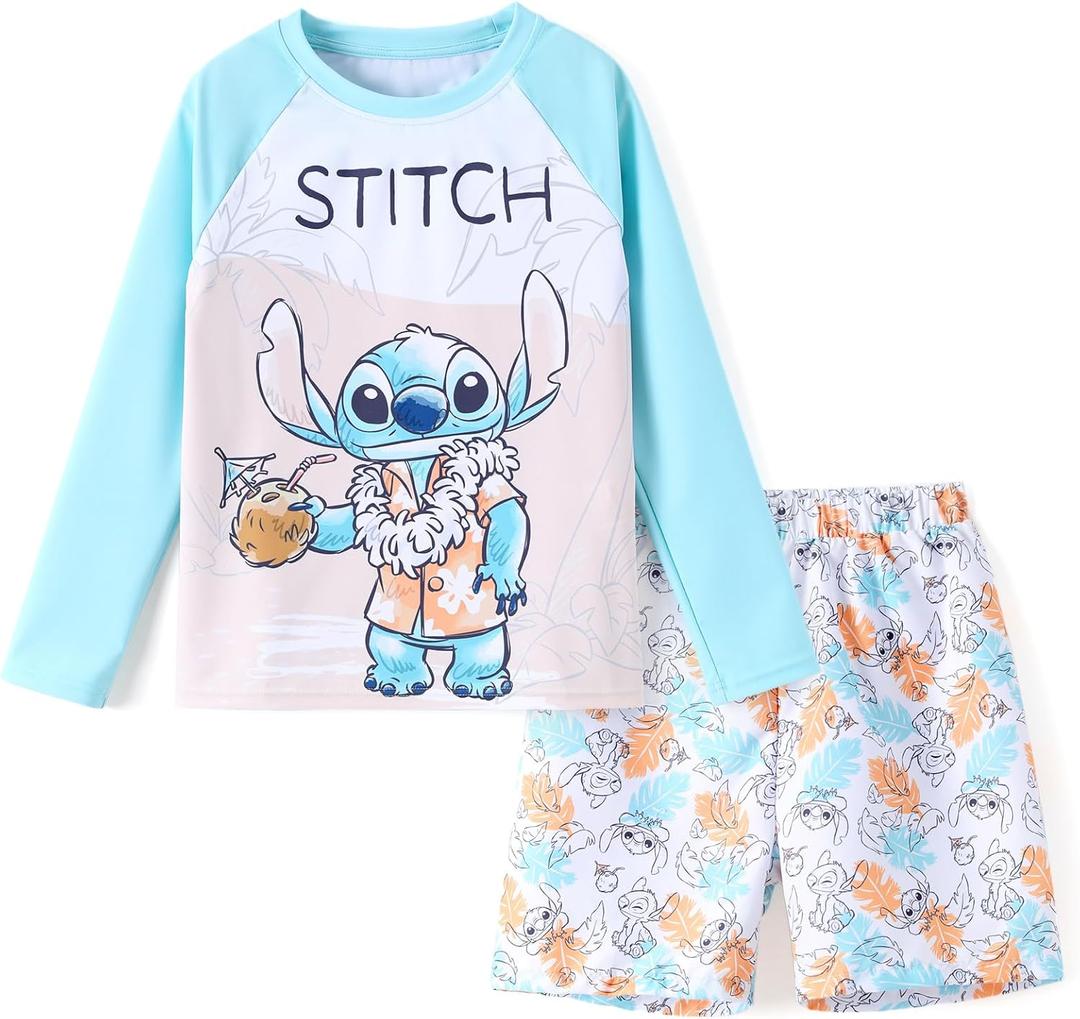 Disney Boys Spiderman Swimsuit Summer Beach Kids Rash Guard Swim Set 3M-13T | Disney Licensed Bathing Suit, Cars Hulk Venom Iron Man Winnie Stitch Quick Dry & Breathable Swimwear, UPF 50+ Sun Protection (Blue)