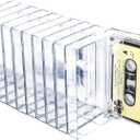 10-Pack Cassette Tape Storage Cases & Holder - Clear Plastic Audio Cassette Organizer with Anti-Scratch/Dust Protection, Classic Norelco-Style Replacement Boxes (4.28"L x 2.75"W x 0.6"H)
