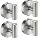 Suction Cup Hooks for Shower, Kitchen, Bathroom, Mirror, Wall, Door, Tile, Glass, Window No Damage Removable Towel Holder for Hanging Loofah, Robe, Coat, Heavy Duty Hook Brushed Nickel (4-Pack)