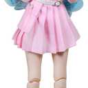 1/3 BJD Doll, 22 Movable Joints Full Set Doll with Long Curly White-Blue Gradient Hair, Pink Outfit & Shoes, Collectible Fashion Ball Jointed Doll for Girls Gift, 21.7 inches