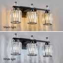 FDPBY Bathroom Vanity Lights 3-Light Modern Crystal Vanity Light Chrome Bathroom Light Fixtures Over Mirror Crystal Bathroom Vanity Lighting Fixtures