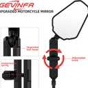 Upgraded Adventure Motorcycle Mirrors, Ball-Head ATV Rear View Mirror No Vibration & Wobble With 8/10MM Screw and 7/8" Handlebar Aluminum Mount Compatible with ATV Dirt Bike and More