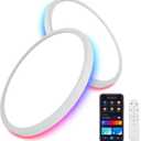 2 Pack Smart RGB LED Ceiling Light with Remote, 12" WiFi Flush Mount Ceiling Light Works with Alexa & Google Home, 24W=2400LM Dimmable, DIY Colors & 2700K-6500K, for Bedroom Living Room