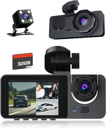 Dash Cam Front and Rear Inside, 4K Full HD Triple Dash Camera for Cars, Car Camera  (81X1）