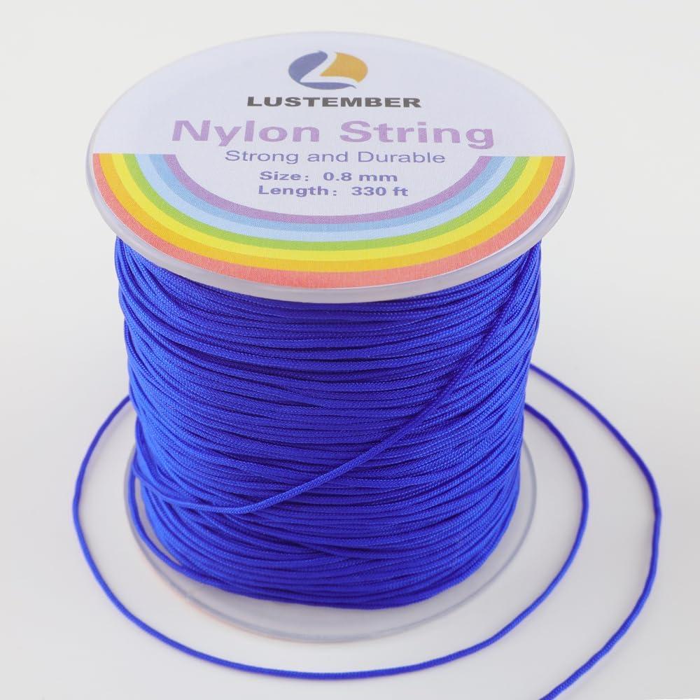 0.8mm Nylon String, Strong Bracelet String, Durable Nylon Cord for Jewelry Making, Bracelets, Beading, Necklaces, Rattail Braiding, Kumihimo, Wind Chimes, Blinds and Handicrafts (Sapphire Blue)