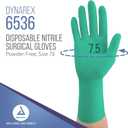 Dynarex Sterile Nitrile Surgical Gloves, Powder Free, Size 7.5, 50 Pairs of Gloves, White, 7.5