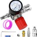 Air Compressor Pressure Regulator with Dial Indicator, 0-175 PSI Air Gauge for Air Compressor and Air Tools (4-way valve)