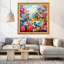 DMCVIVR Stamped Cross Stitch Kits for Beginners Adults Needlepoint Kits for Beginners Embroidery Kits for Adults Crossstitch Kit for Beginners 11CT-Bird House 18x18 inch (Artdesign35)