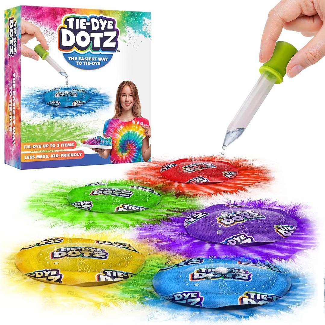 Tie-Dye Dotz 15-Piece Set  Make Vibrant, Colorful Tie Dye Designs with Dotz, Droppers, and Gloves  Fun and Easy Craft Kit for Kids and Beginners