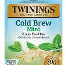 Twinings Cold Brewed Iced Tea - Mint Flavored Green Tea with Peppermint Leaves, Caffeinated Green and Black Tea Extracts, Unsweetened Cold Brew Tea Bags Individually Wrapped, 20 Count
 (EXP 03/17/28)