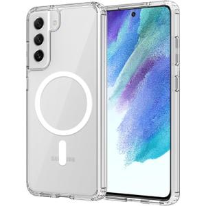 for Samsung Galaxy S21 FE Case Magnetic, [Compatible with Magsafe] 6.4-Inch Slim Fit Protector Wireless Charging Lightweight Shockproof Transparent Anti-Slip Protective Phone Cover, Clear