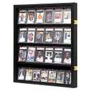 Temgee 24 Baseball Card Display Case - Lockable Sports Graded Card Display Case Wall Mount with UV Protection Acrylic Door for Baseball Basketball Football Hockey Trading Card Collection