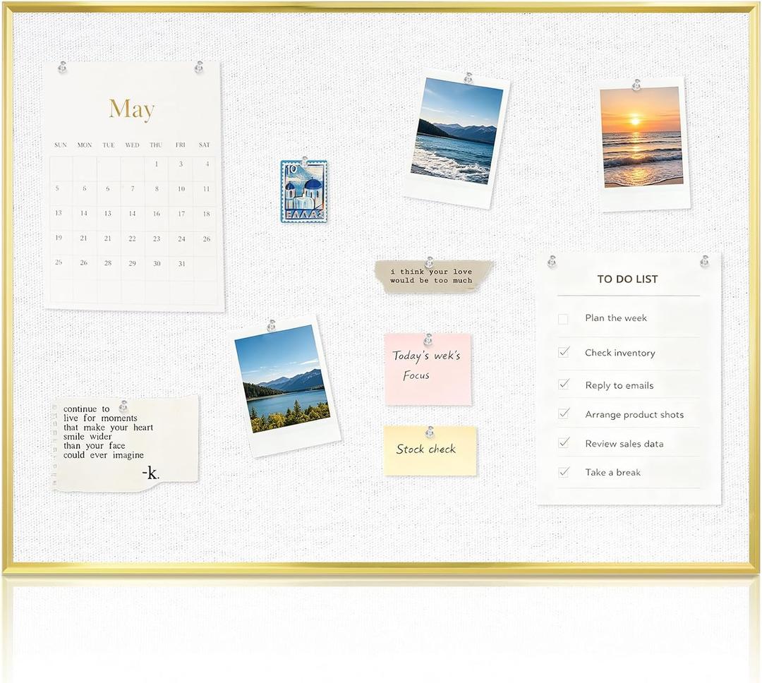 Linen Bulletin Board, 24"x18" Decorative Fabric Pin Board Vision Board