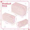 2 x 3 PCS Quilted Makeup Bag,Cute Floral Cotton Coquette Cosmetic Bag,Large Travel Toiletry Bag Makeup Brushes Storage Organizer for Women-Pink Floral