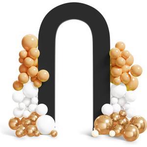 Peomeise 7.2FT Spandex Open Arch Backdrop CoverU-Shaped 2-Sided Backdrop CoverRound Top Chiara Stand Cover for Birthday Party Wedding Ceremony Baby Shower DecorationBlack