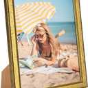 Wood 10x12 Frame Gold, Ornate Natural Wooden 12x10in Picture Frames, Modern Golden 10 x 12inch Gallery Photo Pic Frame with HD Plexiglass, Horizontal Vertical Wall Mounting Tabletop Display 1Pcs