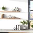 YYWUOJJ Wood Floating Shelves for Wall Decor, Rustic Wall Shelves for Bedroom Bathroom Kitchen Living Room, Set of 4 Light Walnut 24 Inch