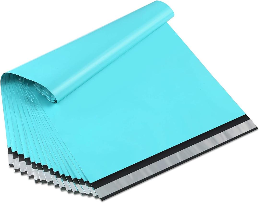 UCGOU Poly Mailers 12x15.5 Inch Teal 100 Pack Medium Shipping Bags #5 Strong Thick Mailing Envelopes Self Sealing Adhesive Waterproof and Tear Proof Boutique Packaging Postal for Clothing