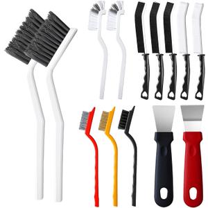 14Pcs Crevice Cleaning Brush Set, V Shape Grout Cleaner Brush for Deep Cleaning Gap, Hard Bristle Scrub Brushes Tools, Cleaning Supplies for Household Use, Bathroom, Kitchen, Toilet, Window