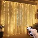 300 LED Curtain String Lights, Twinkle Fairy Lights for Bedroom with 8 Lighting Modes, USB Christmas Lights for Party Home Bedroom Indoor Wall Room Decor (Warm White)