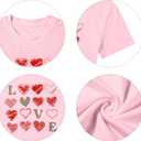 Valentine Day Shirt Women Leopard Love Heart Print T-Shirt Teachers Valentines Short Sleeve Tee Tops (Pink, S)