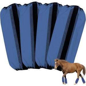 Mesh Fly Boots Horse Fly Boots Mesh Fly Wraps Leg Guard for Horse Set of 4 (DarkBlue)