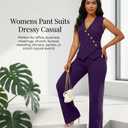 Ophestin Pant Suits for Women Dressy Business 2 Piece Sets Sleeveless Blazer Vest Set for Work Dark Purple M
