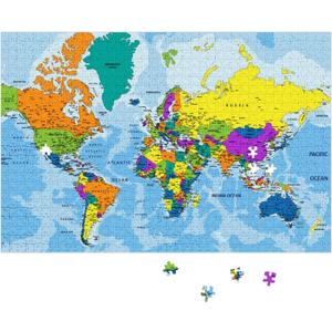 1000 Piece Jigsaw Puzzles with Storage Bag, World Map Patterns, Family Fun Activity 29.5x19.7in, Alphabet Coded Back, Premium Quality 1MM Thick Board, Family Decoration Puzzle