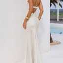 Summer Satin Tube Top Strapless Midi Dress for Women 2025 Formal Ruched Backless Wedding Guest Long Dresses (White, L)