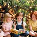 10X8ft Enchanted Forest Fairy Library Backdrop Fairy Tale Magic Bookshelf Green Garden Book Tree Floral Butterfly Photography Background Birthday Party Decorations Baby Shower Banner Photo Booth Props