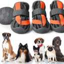 Dog Shoes,Mesh Breathable Dog Boots for Walking Running Hiking,Soft Non-Slip Rugged Rubber Sole Dog Booties with Adjustable Straps 4Pcs,Orange-Size3