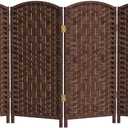 Red Lantern 3 ft. Short Diamond Weave Fiber Folding Screen - Dark Mocha - 8 Panel