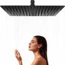 16-Inch XL Black Rain Shower Head, Wall or Ceiling Mounted 304 Stainless Steel Rainfall Showerhead, High Pressure Full Coverage with 324 Anti-Clog Nozzles