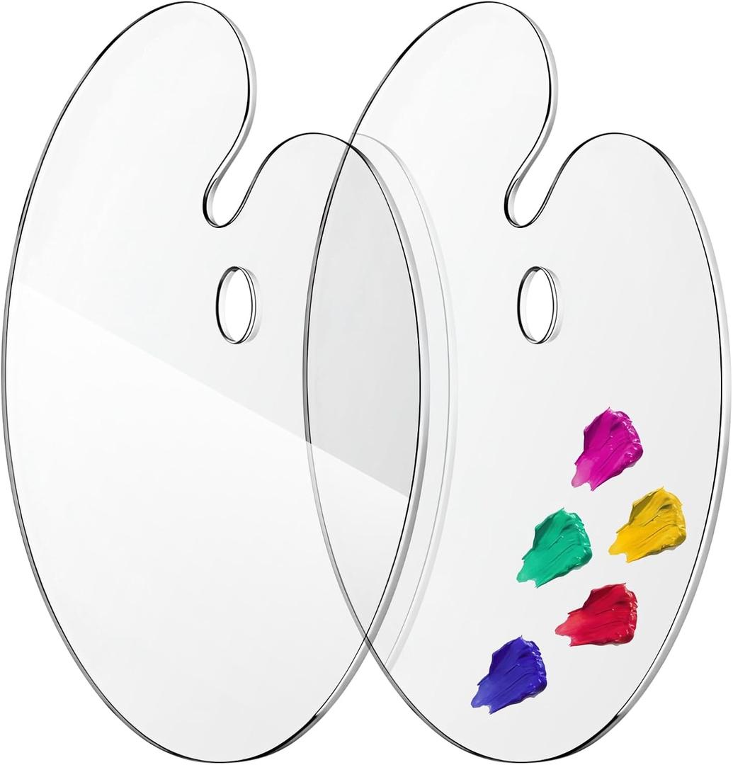 Poola Voidra 2 Pack 17 x 24 Inch Extra Large Transparent Oval Acrylic Palettes, High Transparency, Non-Stick, Easy to Clean, Suitable for Art, Painting, Makeup, and Crafts