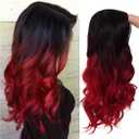 Sallcks Ombre Black Red Wig Long Wavy Wig for Women Side Part Synthetic Wig for Daily Party Costume Halloween