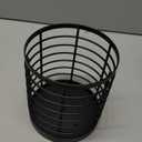 Utensil holder for Kitchen Counter - 5.2" x 5.2" x 6" Large Round Utensils Holder with Wooden Base Matte Black Cooking Utensil HolderKitchen countertop Utensil Organizer (Metal)