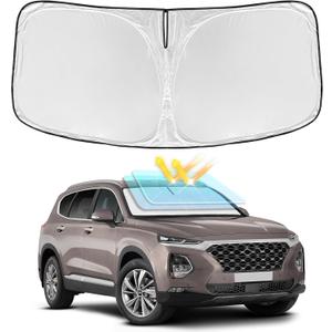 for Hyundai Santa Fe 2019-2023 Windshield Sun Shade - 4 Layers Car Sunshade | Front Windows Shade Cover Custom Fit Santa Fe Sun Visor 250T Retractable Shade Blocks UV Rays Car Accessories