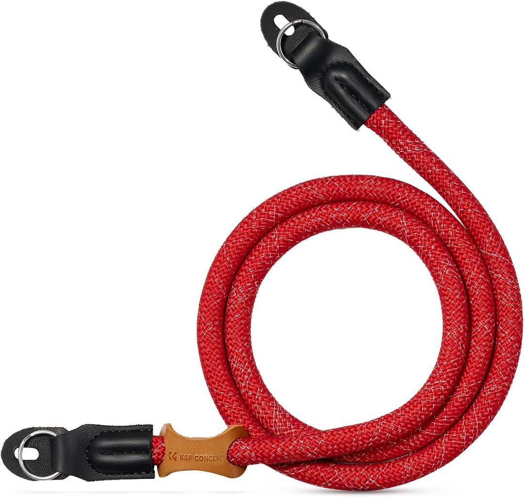 K&F CONCEPT Camera Neck Strap,100cm Nylon Rope Camera Shoulder Strap with O-ring for DSLR Camera-Red