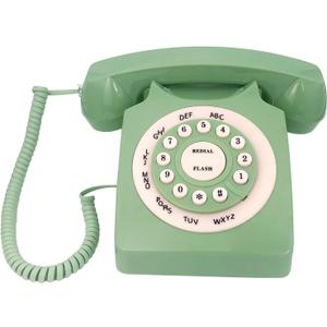 Retro Corded Landline Phone, TelPal Classic Vintage Old Fashion Telephone for Home & Office, Wired Home Phone Gift for Seniors (Green)