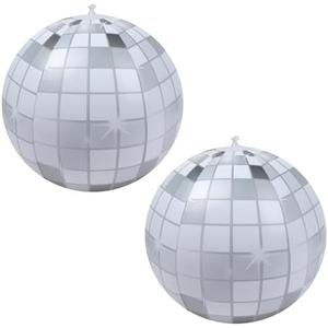 YOGFIT 2PCS Disco Ball, 20 Inch Inflatable Disco Ball for Disco Party Decorations, Grey and White Grid Balloon Decor for Music Festivals Club Stage Props