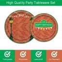 96 Pieces Red Brick Wall Street Party Supplies Tableware Set for 24 Guests Cartoon Sesame Party Paper Plates Napkins Decorations Birthday Party Decorations for Kids Boys Girls
