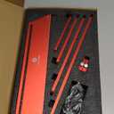 Stair Tread Template Tool, Stair Tread Gauge Measuring Tool jig with Angled Brace and Edge Flip Stops, Adjusting Length from 11.5" to 60", Solid Aluminum Alloy for Cutting Perfect Stairs (Red)