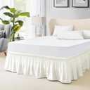 FreshCulture Queen Bed Skirt, Elastic Wrap Around Bed Skirt Queen Size, Bed Skirts for Adjustable Bed, Easy Fit with 15 Inch Drop Length, Hotel Quality Dust Ruffle for Queen Bed (Ivory)