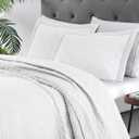 King Size Quilt Set Squares Pattern Bedding Set Lightweight White