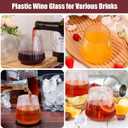 24 Pack Plastic Ribbed Wine Glasses, 14oz Stemless Disposable Wine Cups, Cute Clear Unbreakable Outdoor Cocktail Glasses, Heavy Duty Reusable Plastic Drinking Cup for Party Wedding Mimosa Bar