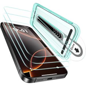 ESR 3 Pack for iPhone 16 Pro Max Screen Protector, [9H Hardness] [Military Grade Shatterproof] Tempered Glass Film with Flawless Fit Tray, HD Clear, Scratch Resistant