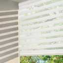 Cordless Zebra Blinds for Windows, Modern Dual Layer Zebra Shades with Linen-Blend Fabric, Light Filtering & Privacy Control, Easy Install, （32.5" W×72" H,Beige）