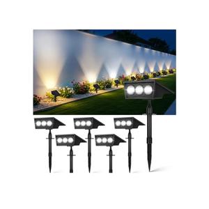 OUTON Solar Spot Lights Outdoor, 5 Lighting Modes IP65 Waterproof Solar Powered Garden Light, Dusk-to-Dawn Auto On/Off Outside Light, LED Spotlights for Landscape Yard Pathway House, 6 Pack